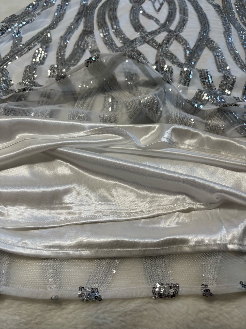 Camille La Vie Silver Sequin Geometric Art Deco Mermaid Maxi Skirt Size 6 - Picture 13 of 17